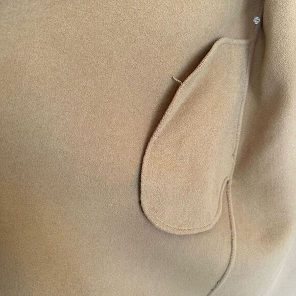 Gentle Herd Women’s Single Breasted Belted Wrap Wool Coat in Color Camel - Picture 9 of 16